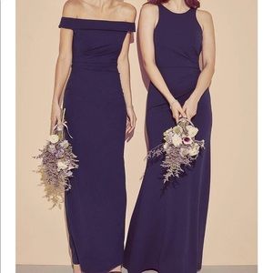 Off-the-Shoulder Stretch Crepe Ruched Dress